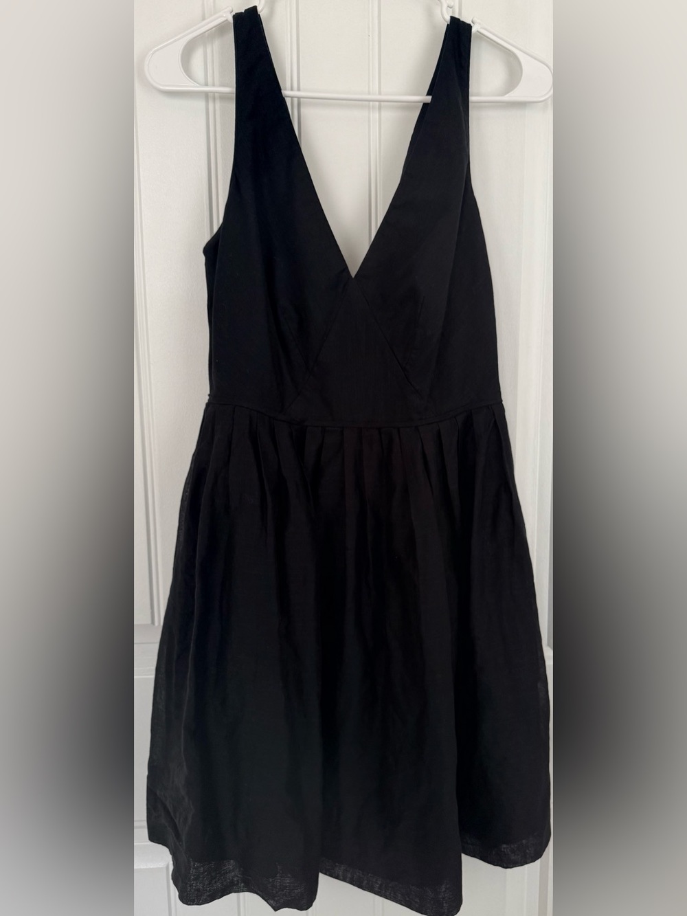 97% Cotton, 7% Linen Classic Little Black Dress V-Neck Sleeveless, Party wedding - Picture 3 of 4